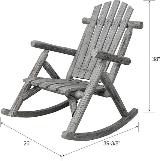 Ergonomic Fir Wood Porch Rocking Chair for Outdoor Relaxation and Garden Lounging with Heavy-Duty Support and Smooth Gliding Motion