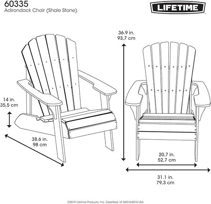 Lifetime 60335 Faux Wood Adirondack Chair, Shale Stone
