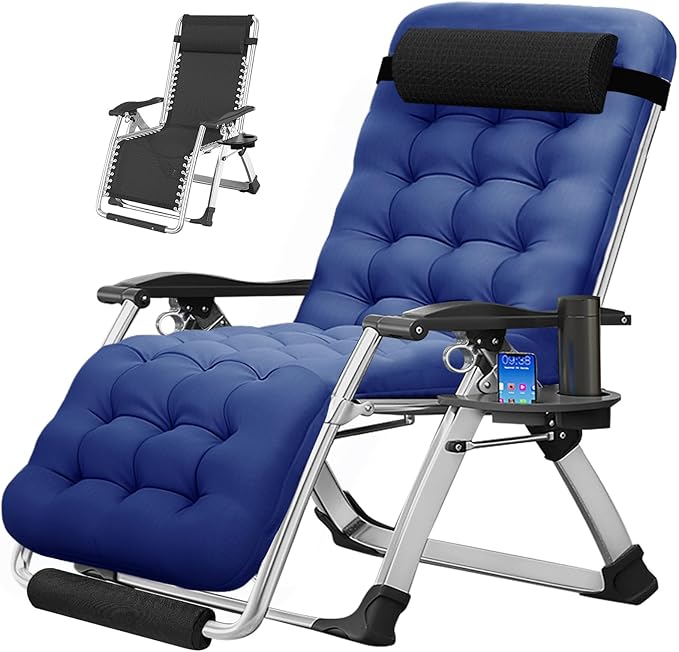 MOPHOTO Zero Gravity Chair Oversize, Outdoor Padded Lounge Chair with Side Table, Zero Gravity Recliner Chair, Outdoor Reclining Chair, Sturdy & Comfortable, Supports up to 440lbs