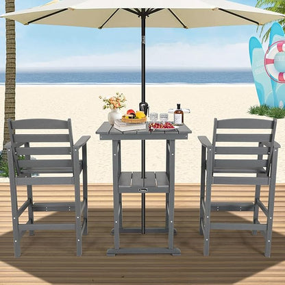 FUNBERRY Bar Height Outdoor Chair, Tall Adirondack Chair, All Weather HDPE Outdoor Bar Chairs for Bistro Patio Balcony