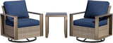 Outdoor Swivel Rocker Metal Chairs Set of 2 with Small Coffee Table - 3 Pieces Patio Bistro Set with Rectangular Framed - Photo 1