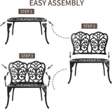 HOMEFUN Outdoor Bench with Cushion - Patio Garden Benches Metal Loveseat Butterfly Cast-Aluminum Outside Furniture for - Photo 7