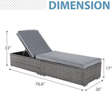 JOIVI Outdoor Chaise Lounge Chairs, 2 Pieces Gray Wicker Patio Lounge Chair Set of 2 with 5-Position Adjustable Backrest - Photo 2