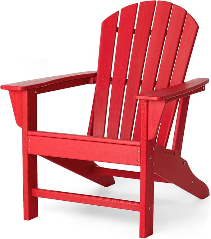 Glitzhome JK89002R Outdoor Adirondack Chairs for Yard, Patio, Garden, Lawn, Red