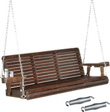 VINGLI XL Size Patio Wooden Porch Swing Outdoor with Cup Holders & Phone Slots - Photo 1