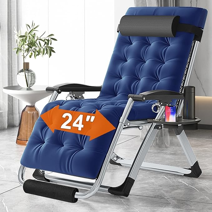 Slsy Zero Gravity Chair Oversized XL, Reclining Lounge Chair with Removable Cushion & Tray for Indoor and Outdoor - Photo 2