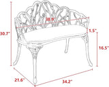 ZeHuoGe Patio Garden Bench Metal Park Bench Cast Aluminum Outdoor Furniture for Patio,Park,Lawn,Yard with Cushion - Photo 2