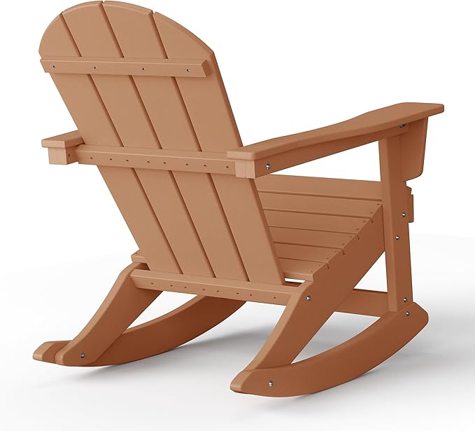 WestinTrends Malibu Outdoor/Patio Poly Adirondack Rocking Chair, Teak