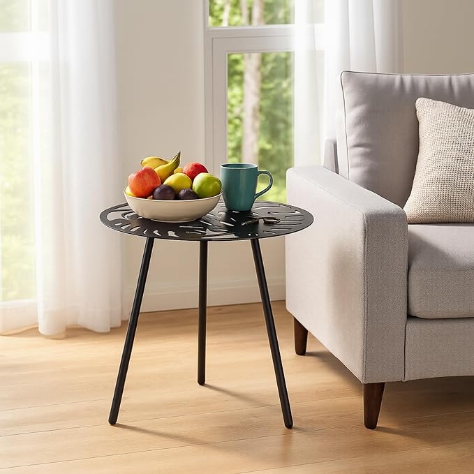 1 Pack Extra-Large Metal Outdoor Side Tables 18 Inches Outside End Table for Patio Round Accent Garden Corner Table for - Photo 2