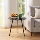 1 Pack Extra-Large Metal Outdoor Side Tables 18 Inches Outside End Table for Patio Round Accent Garden Corner Table for - Photo 2