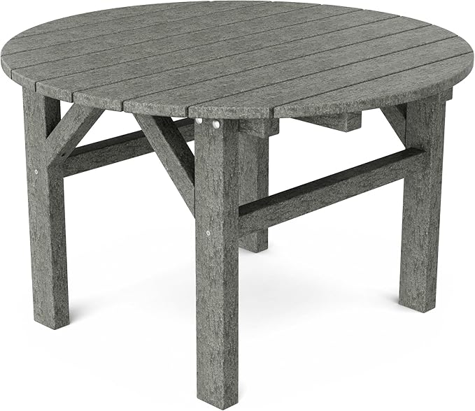 Wildridge Classic 33" Occasional Table, Dark Gray - Outdoor Weather Resistant Recycled Plastic Furniture for Patio - Photo 1
