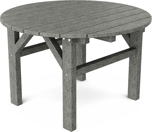 Wildridge Classic 33" Occasional Table, Dark Gray - Outdoor Weather Resistant Recycled Plastic Furniture for Patio