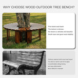 Outdoor Curved Wooden Bench - Solid Wood Slatted Seat Fan-Shaped Garden Tree Bench - Photo 4