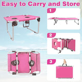 Sun Tanning Chair with Face Hole 5-Position Folding Lounge Chair Outdoor with Portable Beach Table for Poolside - Photo 6