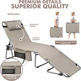 Tanning Chair with Sun Canopy Face Hole Softer Padded Adjustable Washable - Photo 8