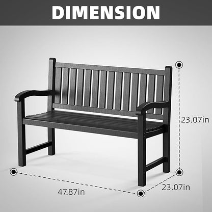 Garden Bench – Resin Classic Outdoor Bench, All-Weather Front Porch Bench for Patio, Yard & Garden