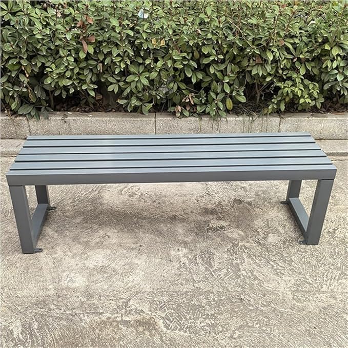 Metal Garden Benches, Backless Locker Room Bench, Multifunctional Long Bench with Steel Frame, 2-Person Outdoor Bench for Park, Porch, Patio, Entryway(Gray,150cm/59.1in)