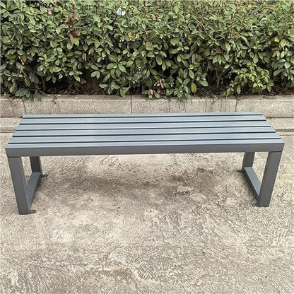 Metal Garden Benches, Backless Locker Room Bench, Multifunctional Long Bench with Steel Frame, 2-Person Outdoor Bench for Park, Porch, Patio, Entryway(Gray,150cm/59.1in)