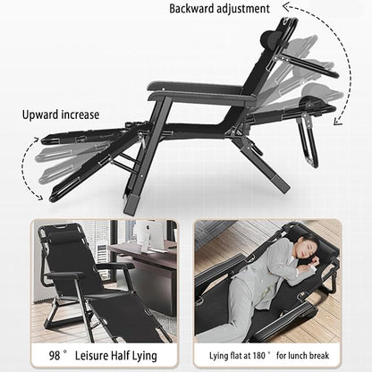 Folding Patio Lounge Chair w/Adjustable Pillows Cup Holder for Poolside Backyard Reclining Lounge Chair with Removable Cushion Tray for Indoor and Outdoor, Patio Recliner Folding Reclining Chair