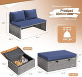 Devoko Patio Day Bed Outdoor Daybed Set Multifunctional Rattan Lounge Bed with 2 Side Tables for Backyard Porch - Photo 5
