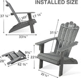 Folding Adirondack Chair, HDPE Adirondack Chairs, All-Weather Resistant Lawn Chairs,Patio Firepit Chairs for Garden - Photo 3