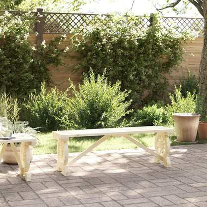Outdoor Bench Solid Fir Wood 45.3" Patio Furniture with Wagon Wheel Armrests for Garden, Patio, Terrace, or Lawn Use - Comfortable Outdoor Seating for Relaxing or Entertaining