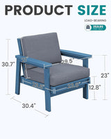 SERWALL HDPE Outdoor Couch Set of 2, Blue Frame and Grey Cushion - Photo 2