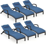 HOMREST Chaise Lounge Chairs Set of 6, PE Rattan Wicker Patio Lounge Chair with Adjustable 5 Position - Photo 1