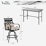 PHI VILLA 5 Piece Patio Bar Set, Outdoor Bar Table and Chairs Set - Photo 2