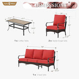 Sophia & William Patio Furniture Set, 4 Piece Metal Outdoor Conversation Set with 3-Seater Outdoor Couch, 2 Sofa Chairs - Photo 7