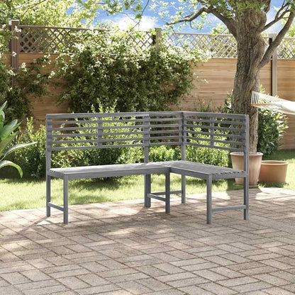 vidaXL Patio Corner Bench, Outdoor Wooden Bench for Garden Park Potting Picnic, Solid Acacia Wood, Easy Assembly, 39.4" x 55.1" x 35.8" Grey
