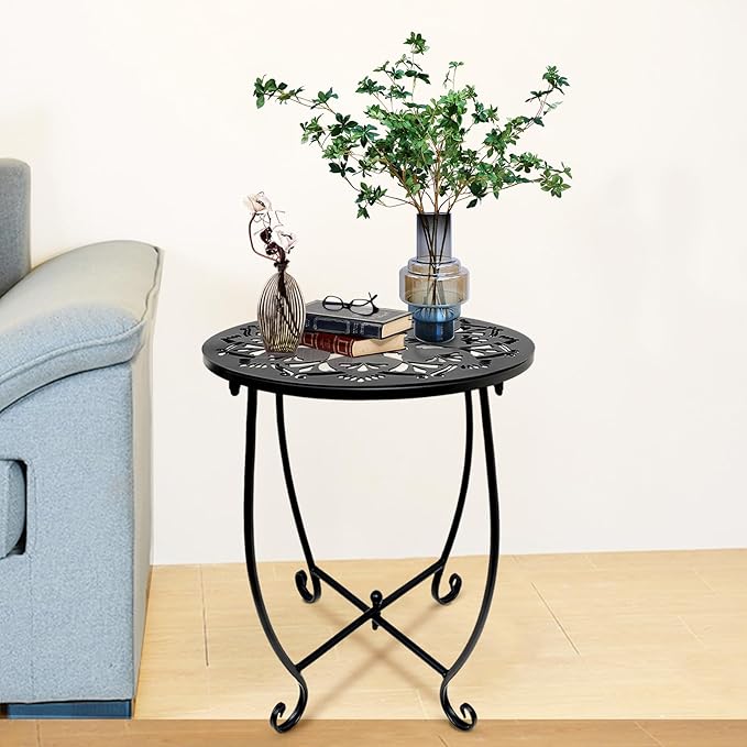 Fashion&cool Patio Side Tables, 14 Inch Weather Resistant Metal Outdoor Side Table for Halloween - Photo 1
