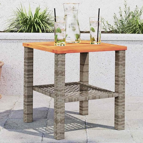 Square Garden Table Grey Brown 4-Piece Set Indoor Outdoor Furniture with Weather Resistant Powder Coated Steel Frame - Photo 1