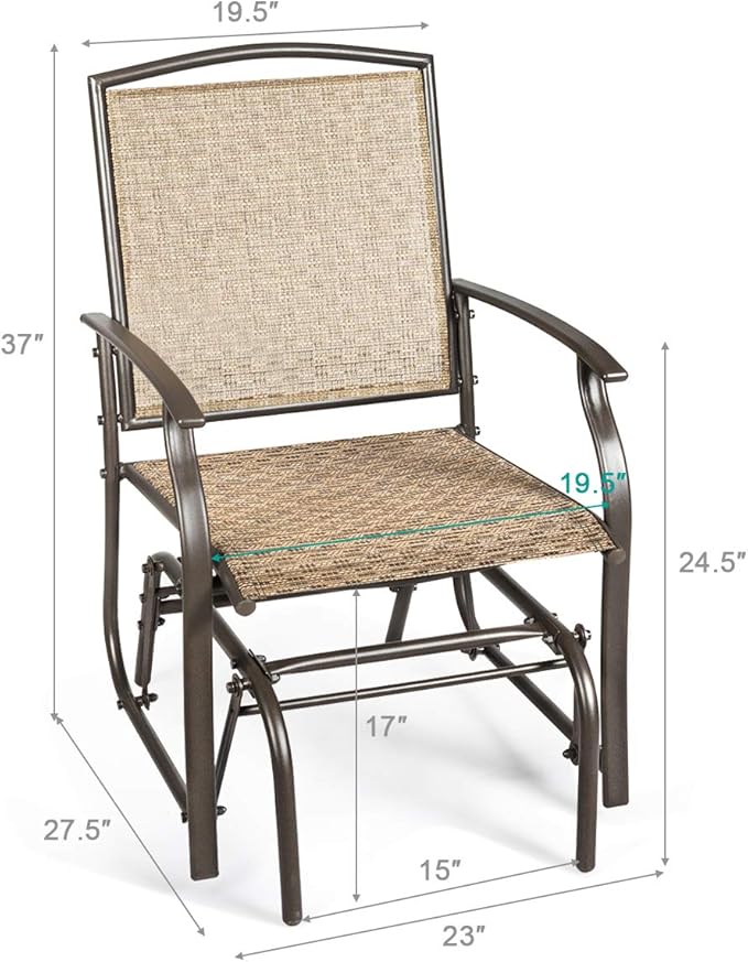 Giantex Outdoor Glider Chair W/Sturdy Metal Frame & Breathable Mesh Fabric - Photo 3