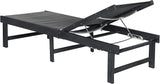 SAFAVIEH Outdoor Collection Manteca Dark Slate Grey Solid Wood/Dark Grey Texline Fabric Adjustable Chaise Lounge Chair - Photo 5