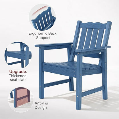 Stoog 3-Piece All-Weather Garden Chairs Set of 2 with Table, Patio Furniture Sets, Include 2 Garden Chairs and 1 Side Table, for Porch, Backyard, Lawn & Dining, Blue