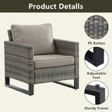 Wicker Outdoor Patio Furniture Set - 5 Piece Patio Conversation Set with 2 Wicker Armrest Chairs - Photo 3