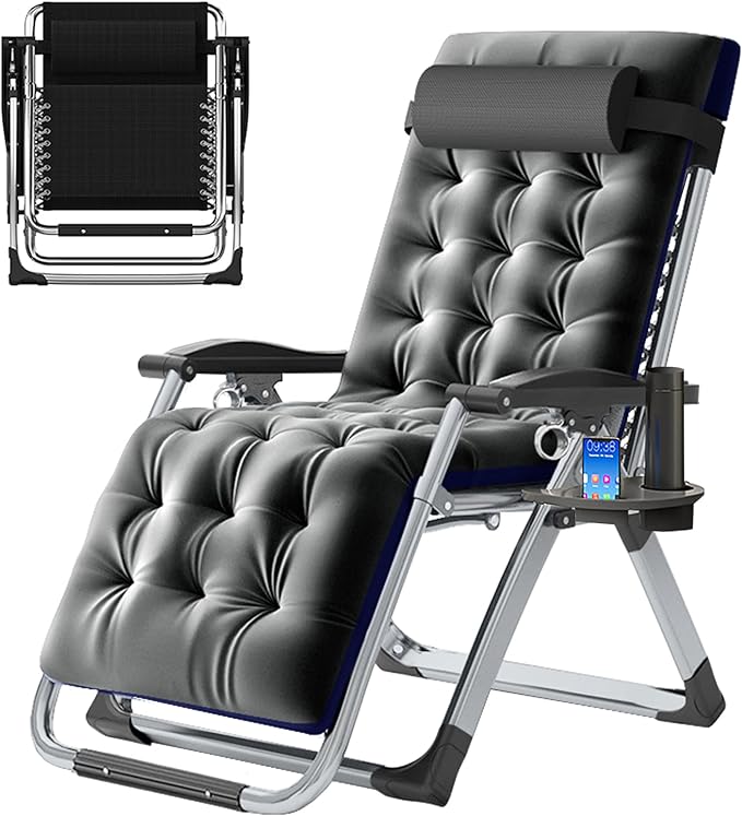 Slsy Zero Gravity Chair, Reclining Lounge Chair with Removable Cushion & Tray for Indoor and Outdoor, Patio Recliner Folding Reclining Chair