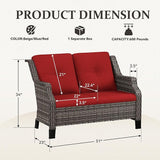 Outdoor Patio Loveseat, All-Weather 2-Seater Wicker Loveseat with Cushions, Outdoor Patio Love Seat Sofa for Garden - Photo 2