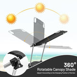 Giantex Outdoor Folding Chaise Lounge, Portable Tanning Chair with 5 Adjustable Positions, 360° Canopy Shade - Photo 6