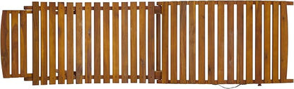 SAFAVIEH Outdoor Patio Furniture Collection - Fanty Brown Solid Wood Folding Chaise Lounge Chair, Slatted Teak-Style Design, Portable Sun Lounger with No Cushion (PAT6803A)