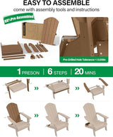 YEFU Adirondack Chair, Oversized Plastic Adirondack Chair Folding Outdoor Chairs with Cup Holder - Photo 8