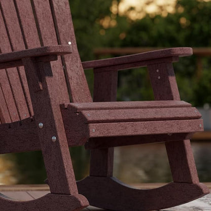 Wildridge Heritage Adirondack Rocking Chair, Cherrywood - Outdoor Weather Resistant HDPE Rocking Chair for Patio, Deck, Fire Pit
