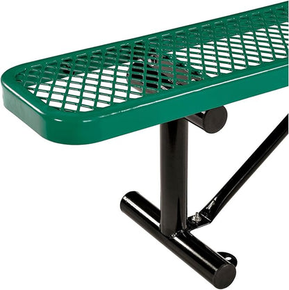 Global Industrial 8'L Heavy Duty Expanded Metal Mesh Flat Bench with Steel Frame, Portable Outdoor Bench, 1000 lbs Capacity, Green, 96" L x 14-1/2"W x 18" H