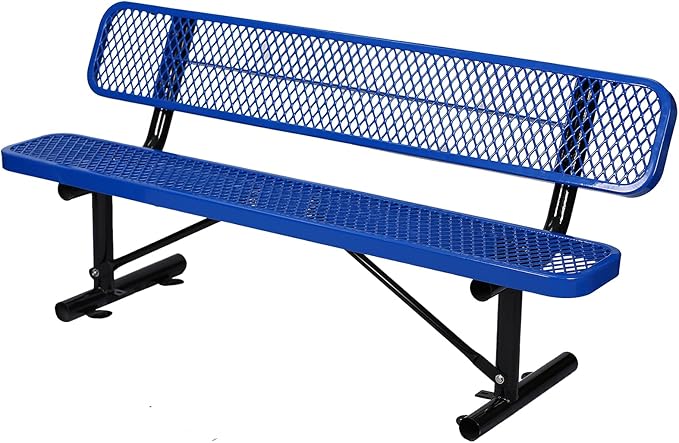 Heavy Duty Park Bench with Back Portable Frame, Outdoor Metal Park Bench with Backrest - Photo 1