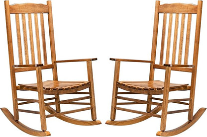 Outdoor Porch Rocker Chairs,Weather Resistant Wood Rocking Chair for Adults,Modern Rocking Accent Chairs,Indoor Outside Furniture Rocker,with Armrest,for Garden Lawn Backyard Poolside Deck (Natural)