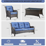 Belord Patio Wicker Furniture 4 Pieces Outdoor Furniture Set Patio Sofa Set with Wicker Chairs and Coffee Table - Photo 2