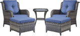Rilyson Wicker Patio Furniture Set - 5 Piece Rattan Outdoor Sectional Conversation Sets with 2 Chairs - Photo 1