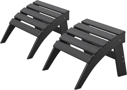 Adirondack Ottoman Set of 2, HDPE Plastic Outdoor Foot Rest Stool for Patio Chair Backyard Porch Pool Deck Garden, All Weather Resistant Lightweight Portable Comfort(Black)