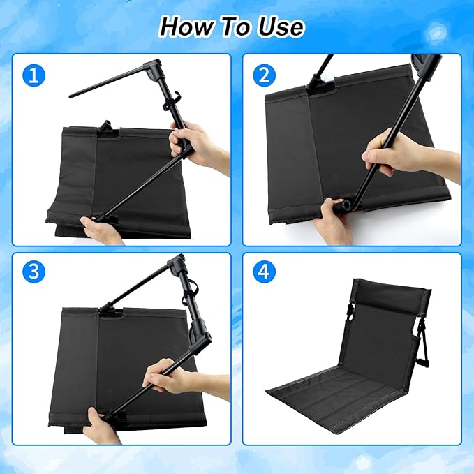 Foldable Seat for Poolside Chairs, Portable Outdoor Poolside Chairs for Edge of Pool, Beach Chair, SwimmingPool Accessories, Pool Seats for Edge,Beach Camping Picnic Lawn Accessories-Black